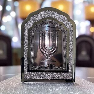 Silver and Glitter Menorah Plaque